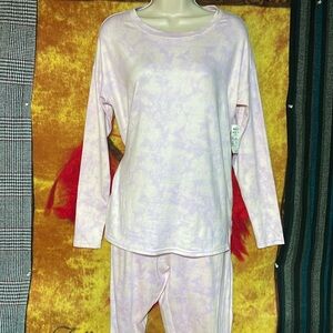 SONOMA-pink/purple tye dye 2pc long sleeve lightweight crewneck sleepwear set